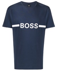 T-shirt à col rond imprimé bleu marine BOSS