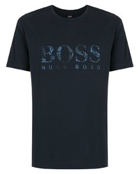 T-shirt à col rond imprimé bleu marine BOSS