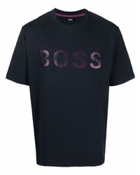 T-shirt à col rond imprimé bleu marine BOSS