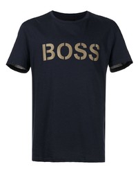 T-shirt à col rond imprimé bleu marine BOSS