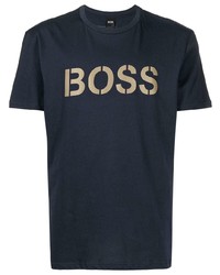 T-shirt à col rond imprimé bleu marine BOSS