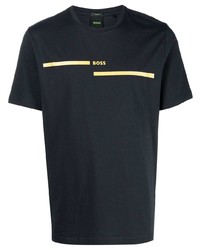 T-shirt à col rond imprimé bleu marine BOSS