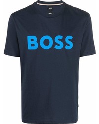 T-shirt à col rond imprimé bleu marine BOSS