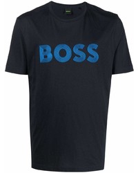 T-shirt à col rond imprimé bleu marine BOSS