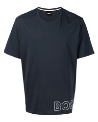 T-shirt à col rond imprimé bleu marine BOSS