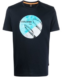 T-shirt à col rond imprimé bleu marine BOSS