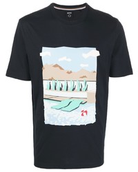 T-shirt à col rond imprimé bleu marine BOSS