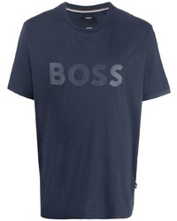 T-shirt à col rond imprimé bleu marine BOSS