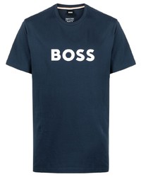 T-shirt à col rond imprimé bleu marine BOSS