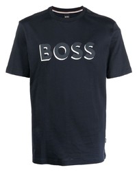 T-shirt à col rond imprimé bleu marine BOSS