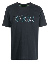 T-shirt à col rond imprimé bleu marine BOSS