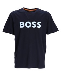 T-shirt à col rond imprimé bleu marine BOSS