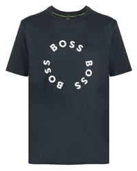 T-shirt à col rond imprimé bleu marine BOSS