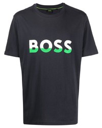 T-shirt à col rond imprimé bleu marine BOSS