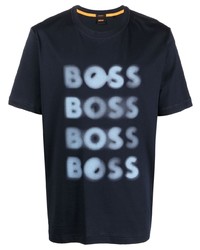 T-shirt à col rond imprimé bleu marine BOSS