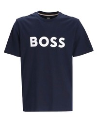 T-shirt à col rond imprimé bleu marine BOSS