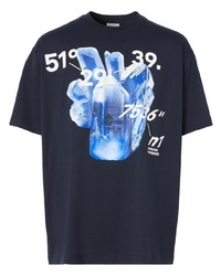 T-shirt à col rond imprimé bleu marine Burberry
