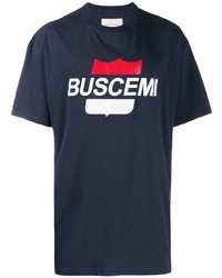 T-shirt à col rond imprimé bleu marine Buscemi