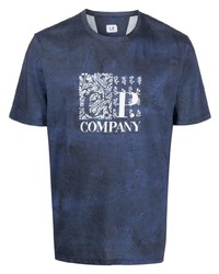 T-shirt à col rond imprimé bleu marine C.P. Company