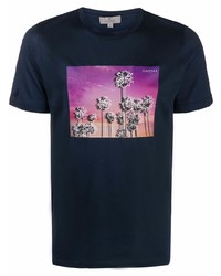 T-shirt à col rond imprimé bleu marine Canali