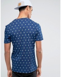 T-shirt à col rond imprimé bleu marine Celio