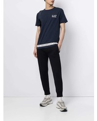 T-shirt à col rond imprimé bleu marine Ea7 Emporio Armani