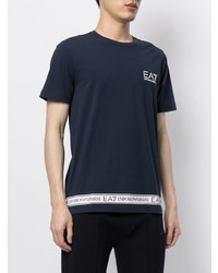 T-shirt à col rond imprimé bleu marine Ea7 Emporio Armani