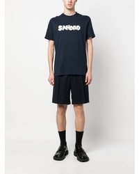 T-shirt à col rond imprimé bleu marine Sandro