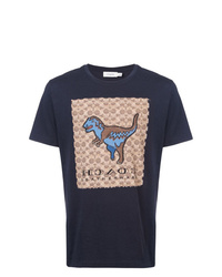 T-shirt à col rond imprimé bleu marine Coach