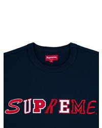 T-shirt à col rond imprimé bleu marine Supreme