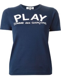 T-shirt à col rond imprimé bleu marine Comme des Garcons