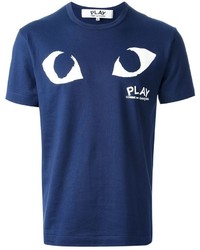 T-shirt à col rond imprimé bleu marine Comme des Garcons
