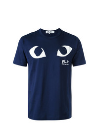 T-shirt à col rond imprimé bleu marine Comme Des Garcons Play