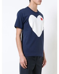 T-shirt à col rond imprimé bleu marine Comme Des Garcons Play