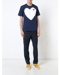 T-shirt à col rond imprimé bleu marine Comme Des Garcons Play