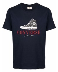 T-shirt à col rond imprimé bleu marine Converse