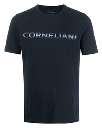 T-shirt à col rond imprimé bleu marine Corneliani
