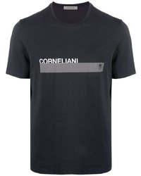 T-shirt à col rond imprimé bleu marine Corneliani