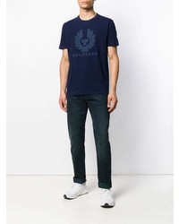 T-shirt à col rond imprimé bleu marine Belstaff