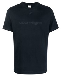 T-shirt à col rond imprimé bleu marine Courrèges