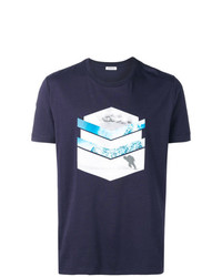 T-shirt à col rond imprimé bleu marine Dirk Bikkembergs