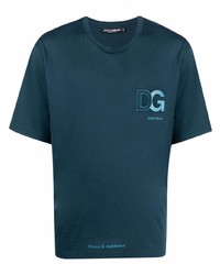 T-shirt à col rond imprimé bleu marine Dolce & Gabbana