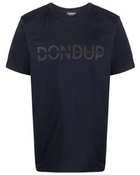 T-shirt à col rond imprimé bleu marine Dondup