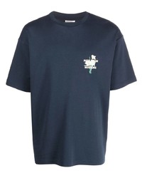 T-shirt à col rond imprimé bleu marine Drôle De Monsieur