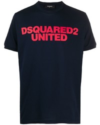 T-shirt à col rond imprimé bleu marine DSQUARED2
