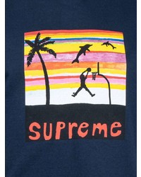 T-shirt à col rond imprimé bleu marine Supreme