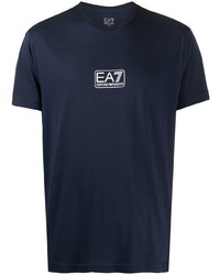 T-shirt à col rond imprimé bleu marine Ea7 Emporio Armani