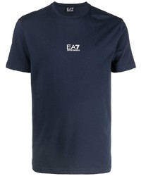 T-shirt à col rond imprimé bleu marine Ea7 Emporio Armani