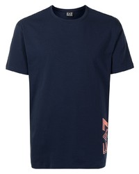 T-shirt à col rond imprimé bleu marine Ea7 Emporio Armani