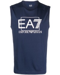 T-shirt à col rond imprimé bleu marine Ea7 Emporio Armani